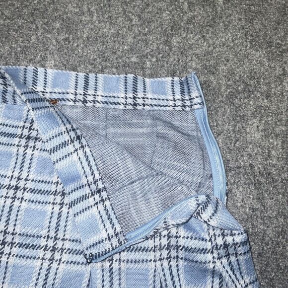Free People  Skirt Womens Size  6 Ocean Blue Plaid Mini Honey Pleated - Picture 7 of 11